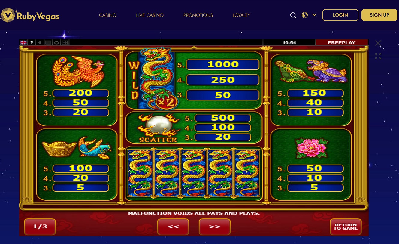 Wild Dragon Slot at Ruby Vegas
